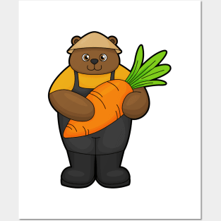 Bear as Farmer with Carrot Posters and Art